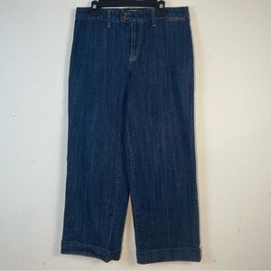 Code Bleu Wide Leg Flat Front High Waist Welt Pocket Trouser Jeans Size 12